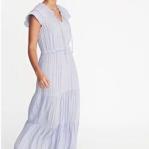 Waist-Defined Crepe Maxi Dress for Women - SIZE SMALL